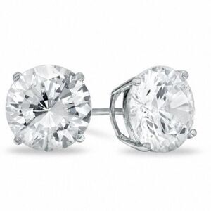Renaissance Collection 14k White Gold CZ Stud Earrings 6mm 925 Sterling Silver
